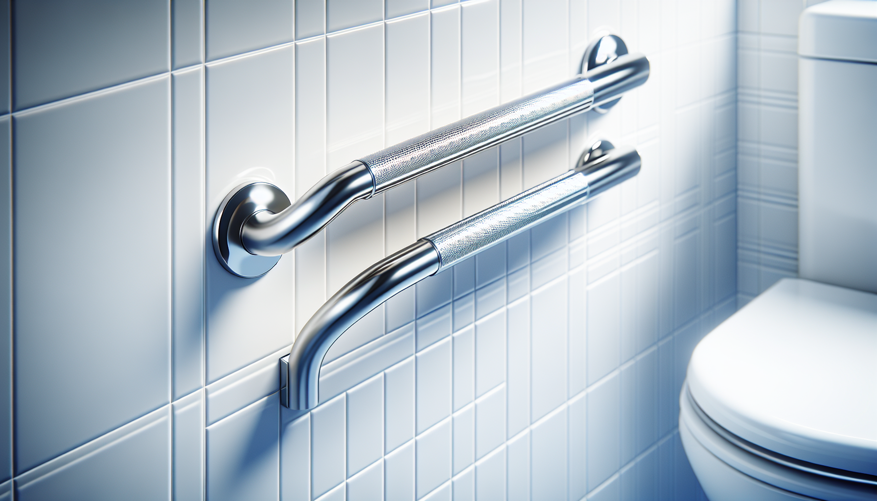 Stainless steel bathroom grab bars with textured grip